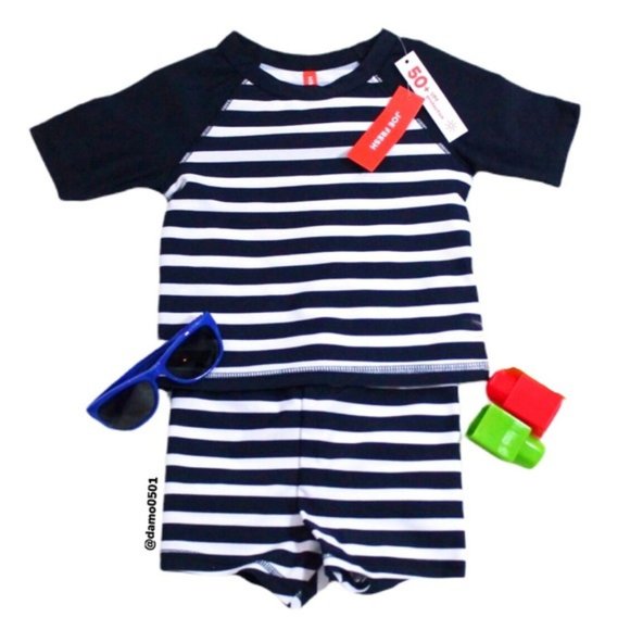 🎈SOLD🎈NWT Joe Fresh Baby Boys Navy UPF 50 Rashgu - Picture 3 of 10